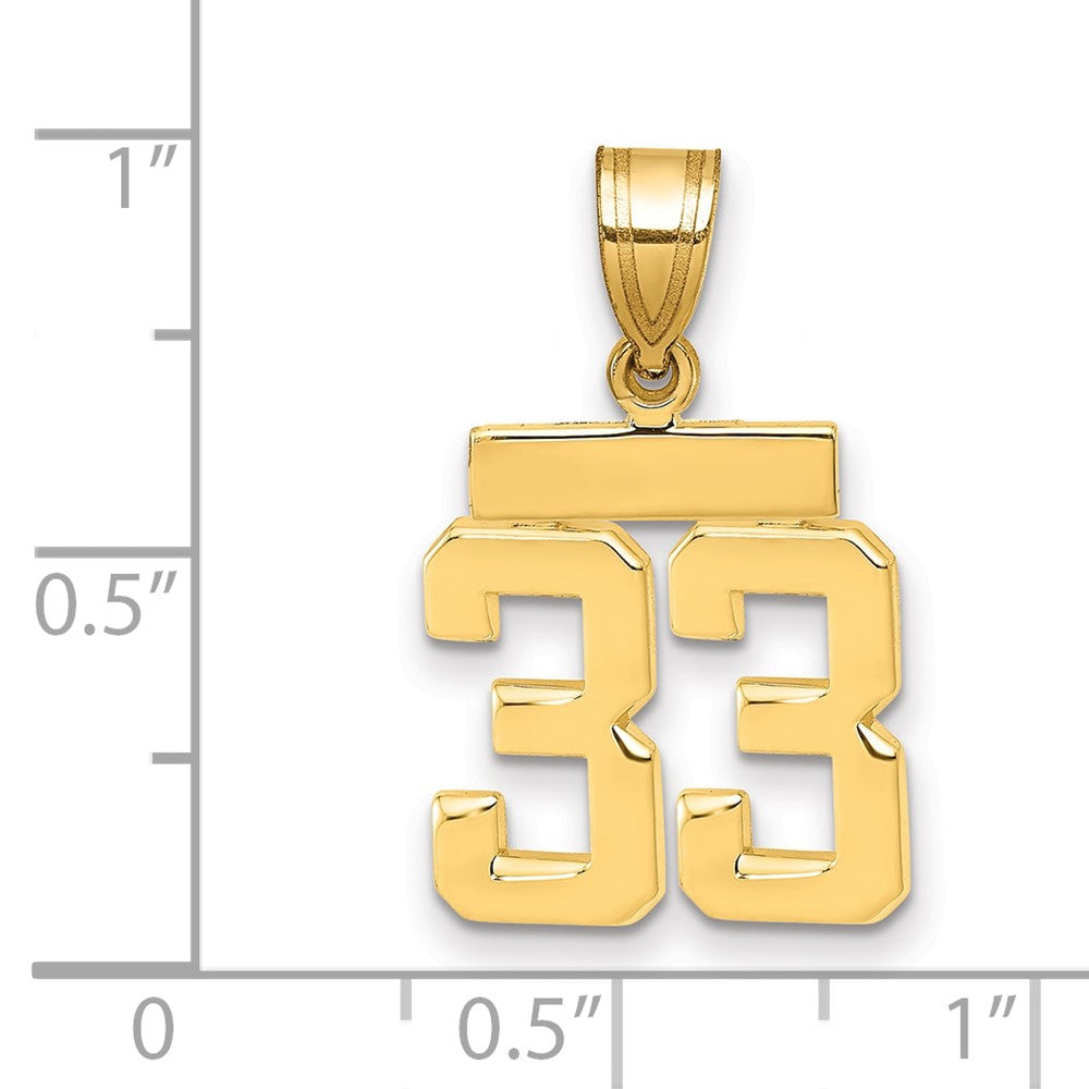 14k Small Polished Number 33 Charm