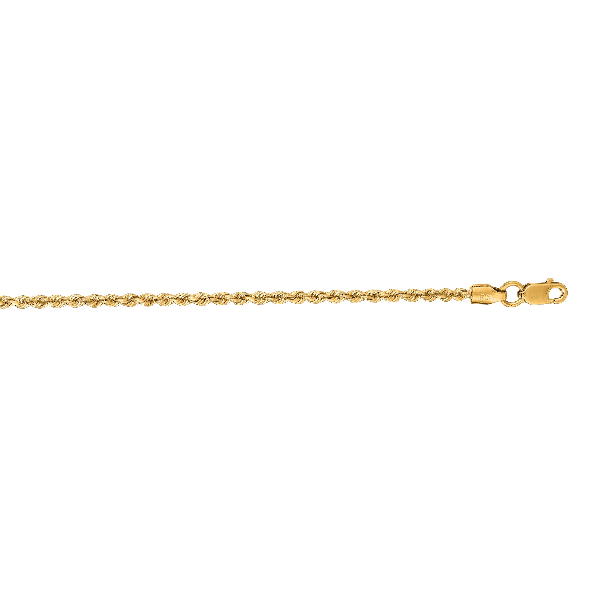 14K Yellow Gold 1.8mm Rope 30" Chain with Lobster Lock