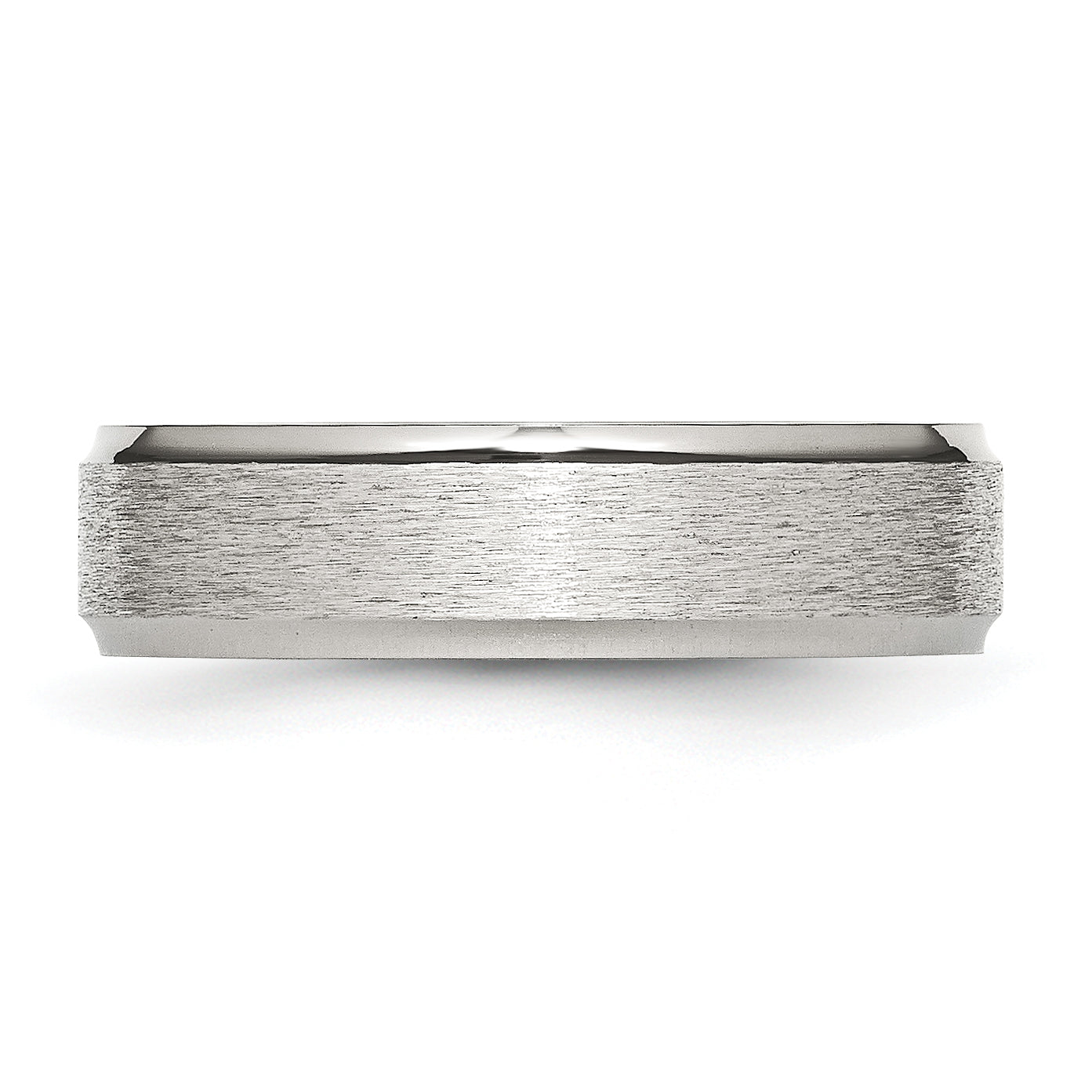 Chisel Stainless Steel Polished with Satin Center 6mm Ridged Edge Band