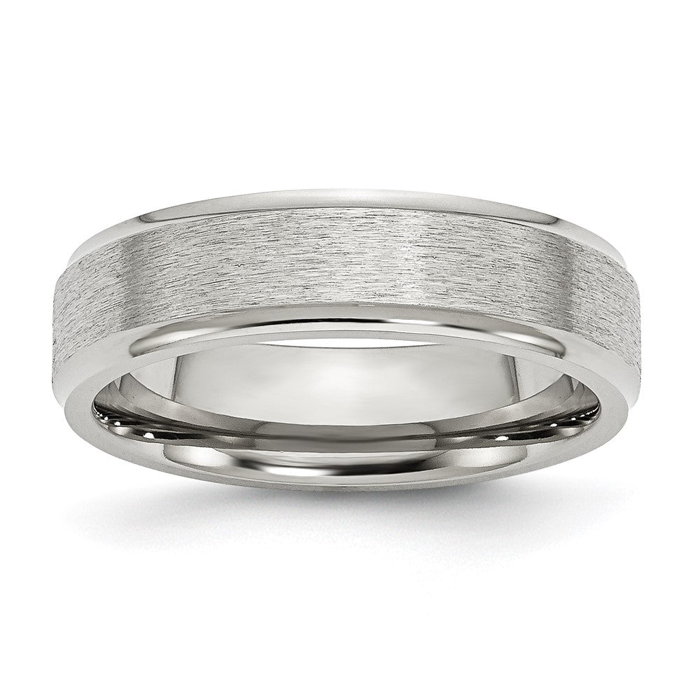 Chisel Stainless Steel Polished with Satin Center 6mm Ridged Edge Band