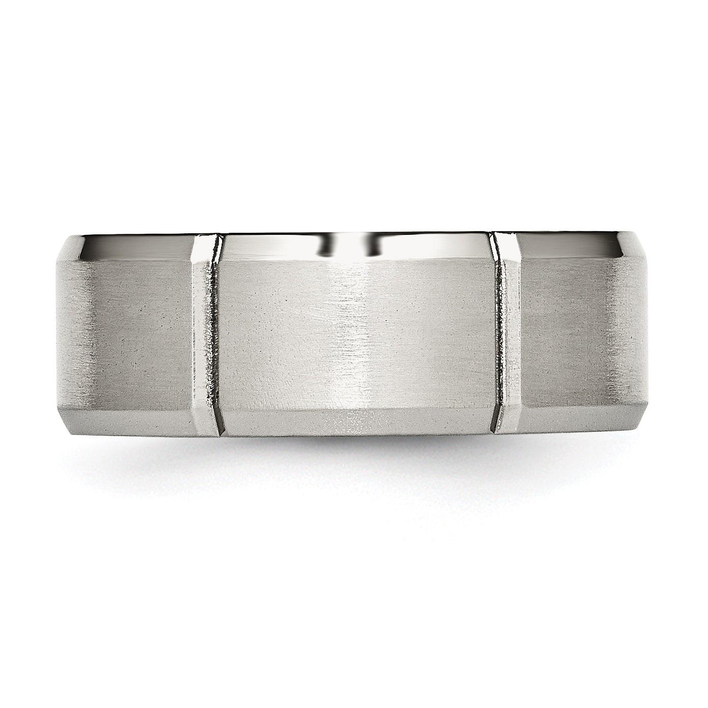 Chisel Stainless Steel Brushed and Polished Grooved 8mm Beveled Edge Band