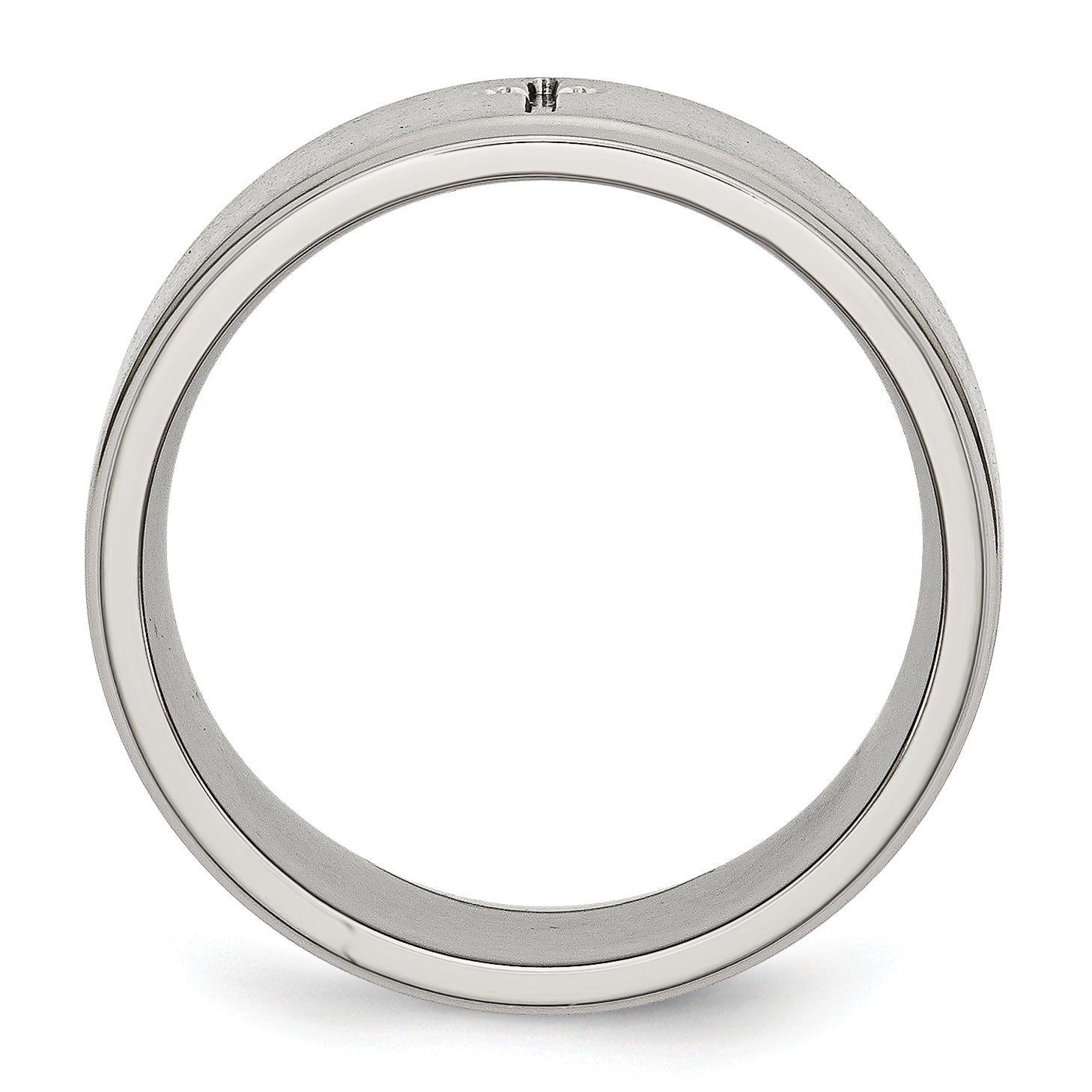 Chisel Stainless Steel Brushed and Polished Cross 8mm Ridged Edge Band