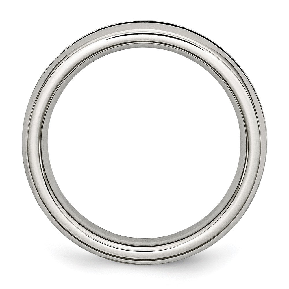 Chisel Stainless Steel Polished 4mm Black CZ Ring