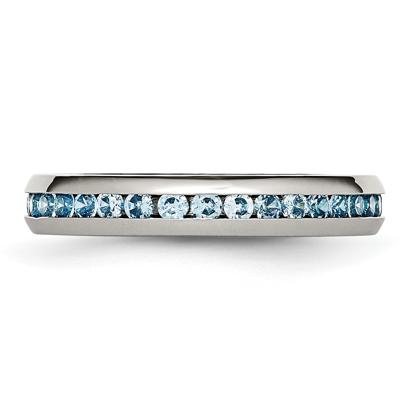 Chisel Stainless Steel Polished 4mm December Teal CZ Ring