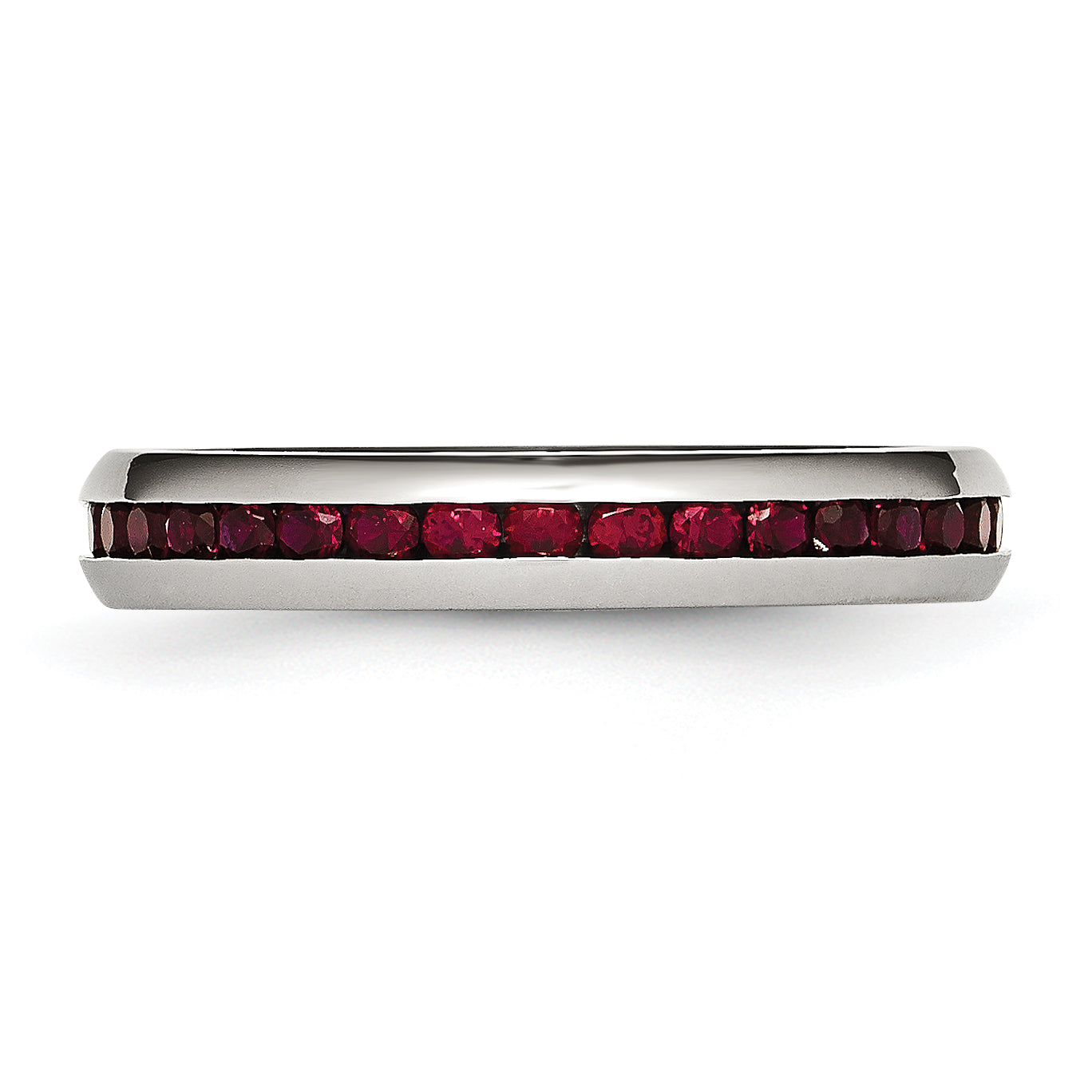 Chisel Stainless Steel Polished 4mm January Dark Red CZ Ring