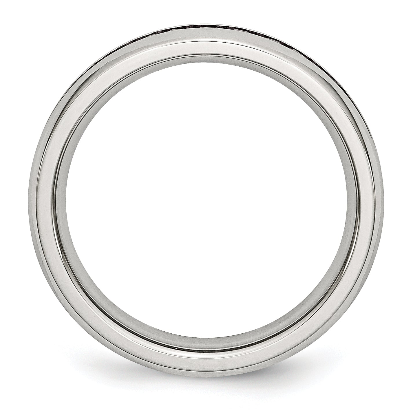 Chisel Stainless Steel Polished 4mm July Dark Pink CZ Ring