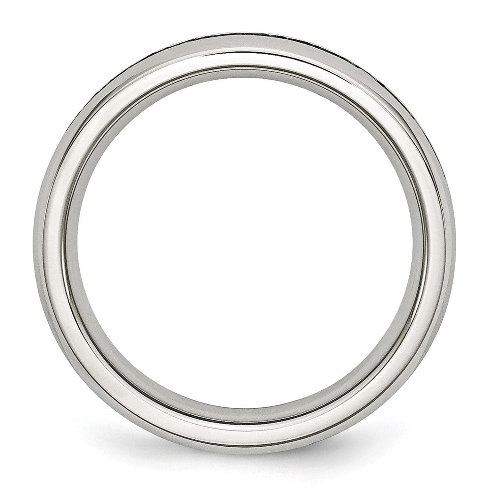 Chisel Stainless Steel Polished 4mm March Light Blue CZ Ring