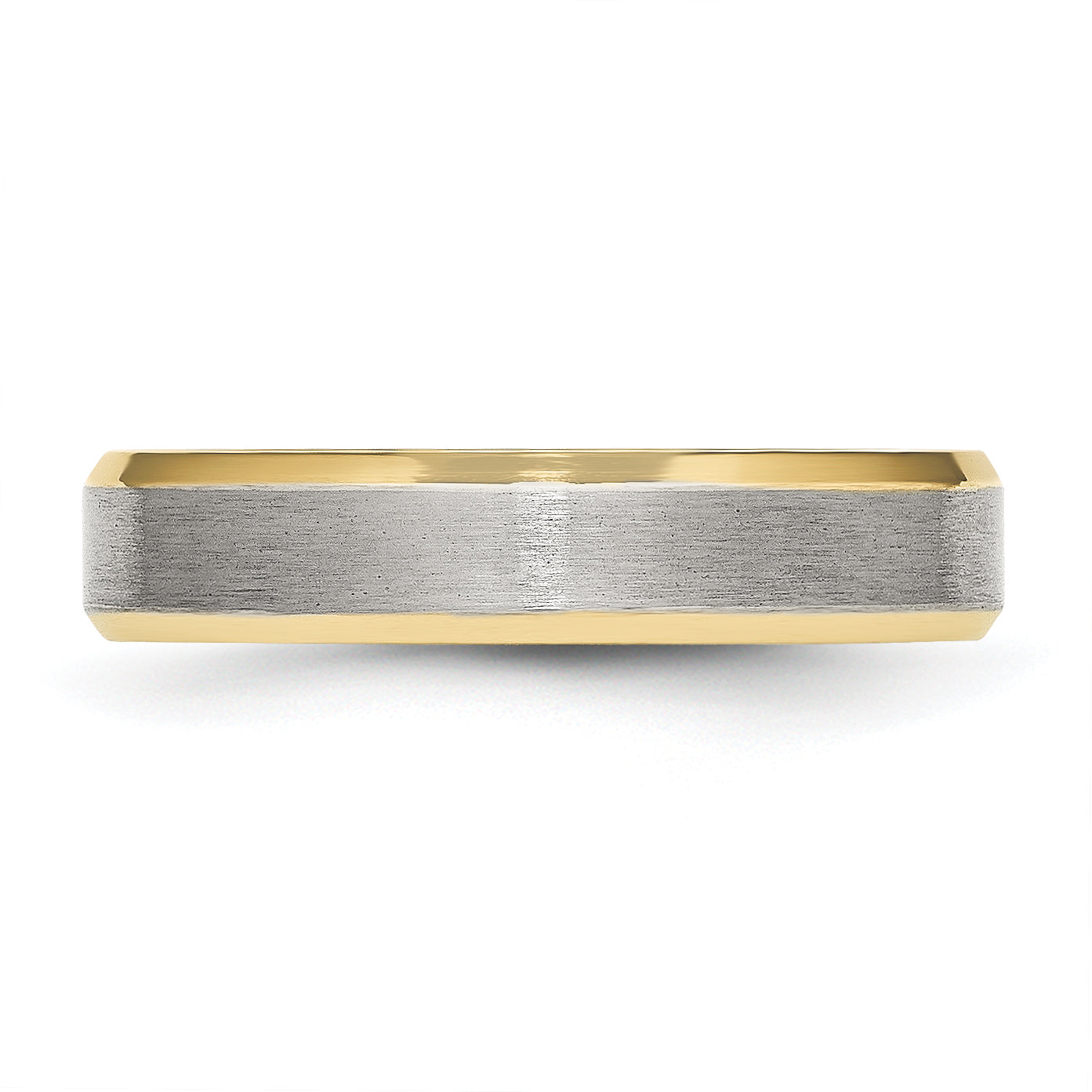 Chisel Stainless Steel Brushed and Polished Yellow IP-plated 5mm Beveled Edge Band