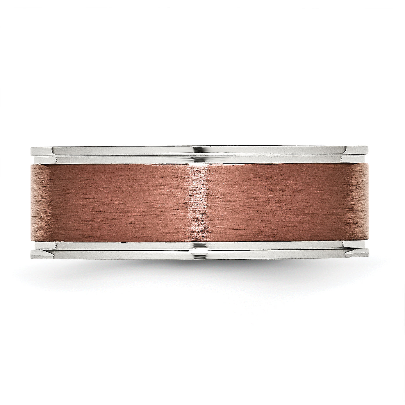 Chisel Stainless Steel Brushed and Polished Brown IP-plated 8mm Band