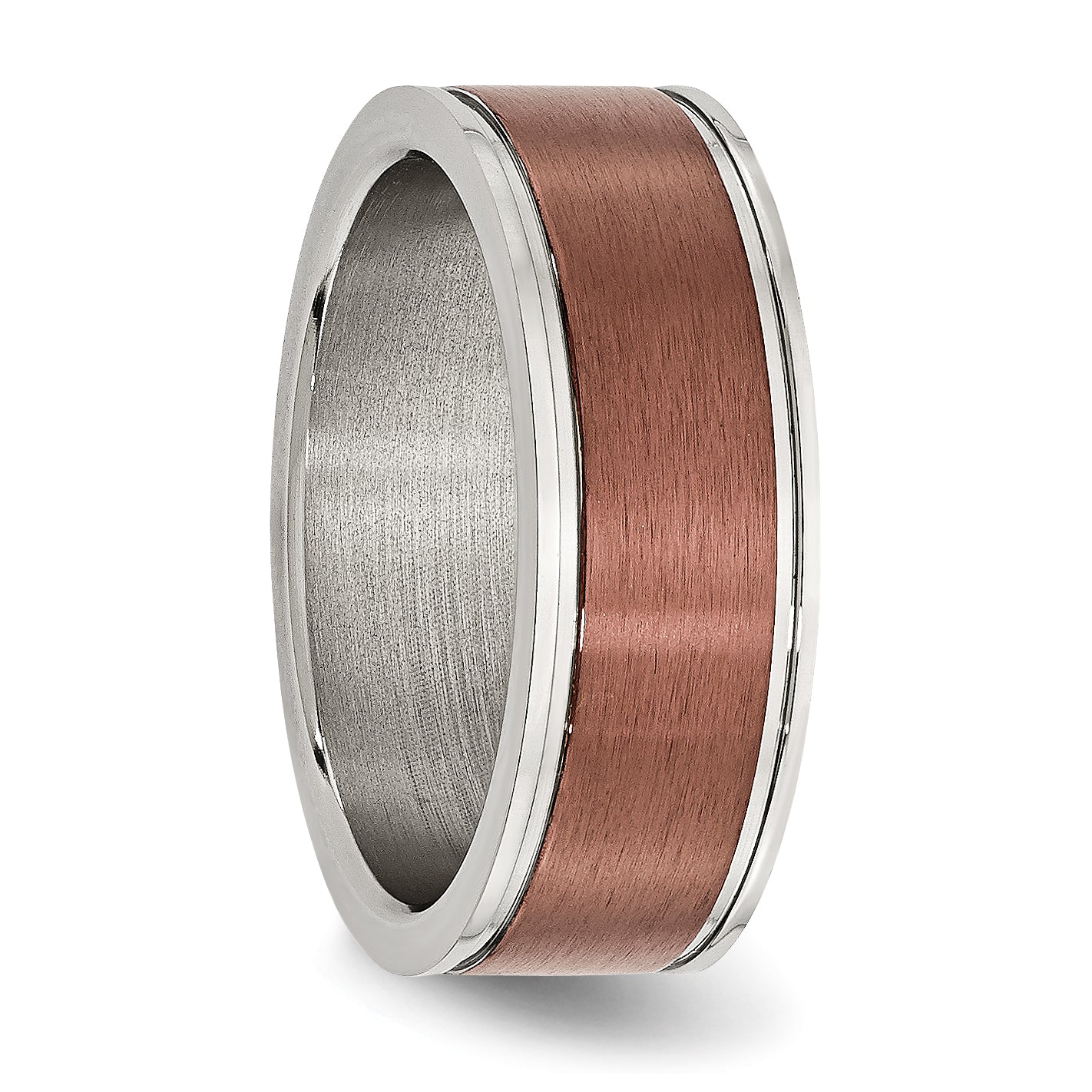 Chisel Stainless Steel Brushed and Polished Brown IP-plated 8mm Band