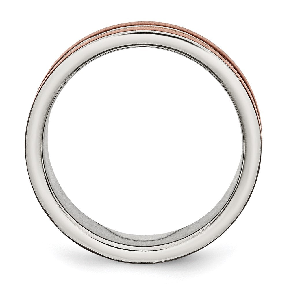 Stainless Steel 8mm Brown IP-plated Polished w/Brushed Center Band