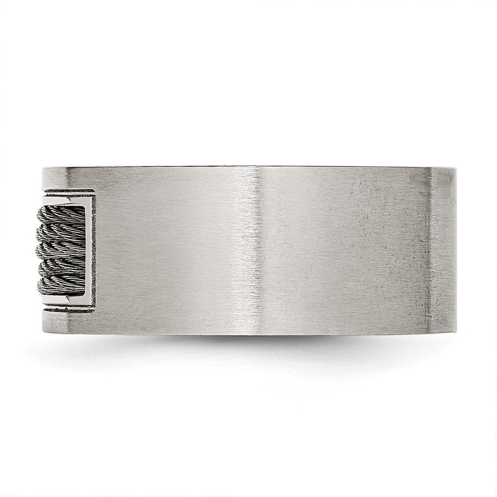 Stainless Steel Brushed w/Grey Cable Inlay 10mm Band