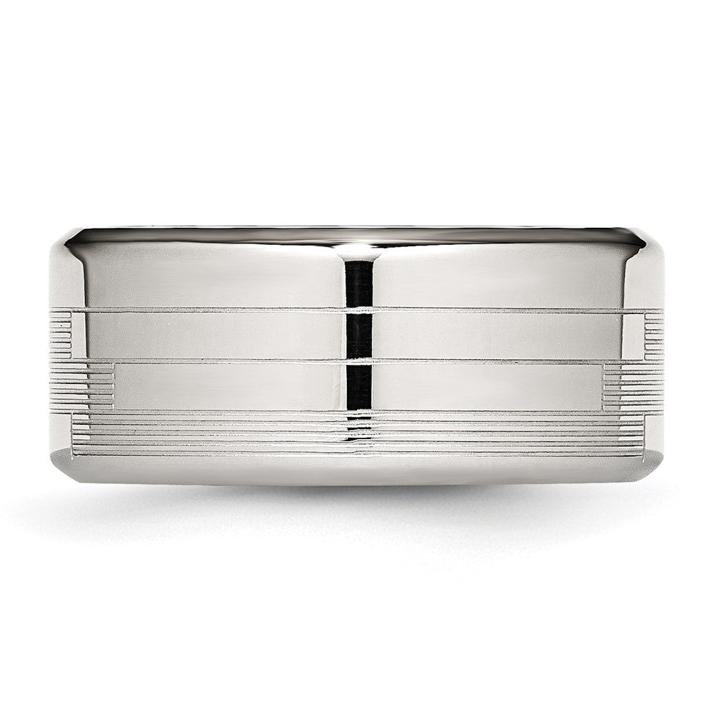Stainless Steel Polished and Textured 10mm Band