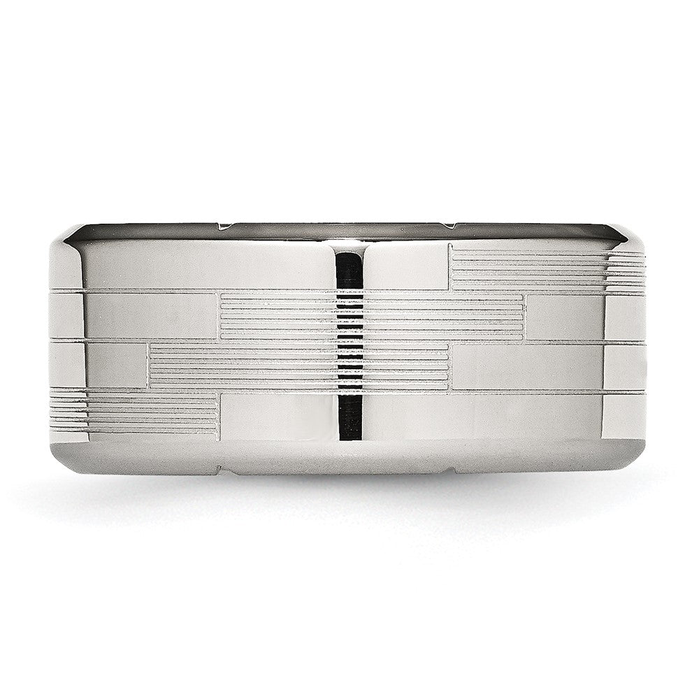 Stainless Steel Polished and Textured 10mm Band