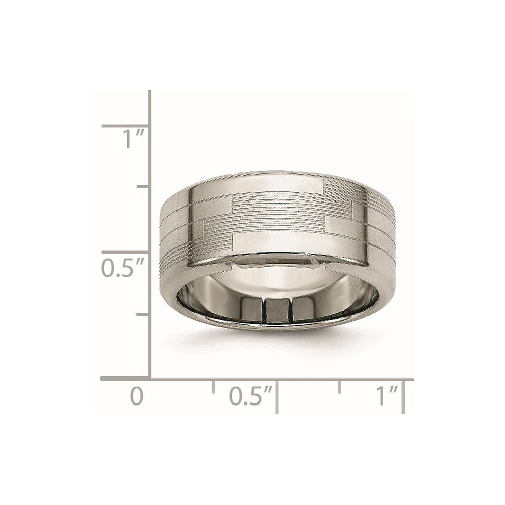 Stainless Steel Polished and Textured 10mm Band