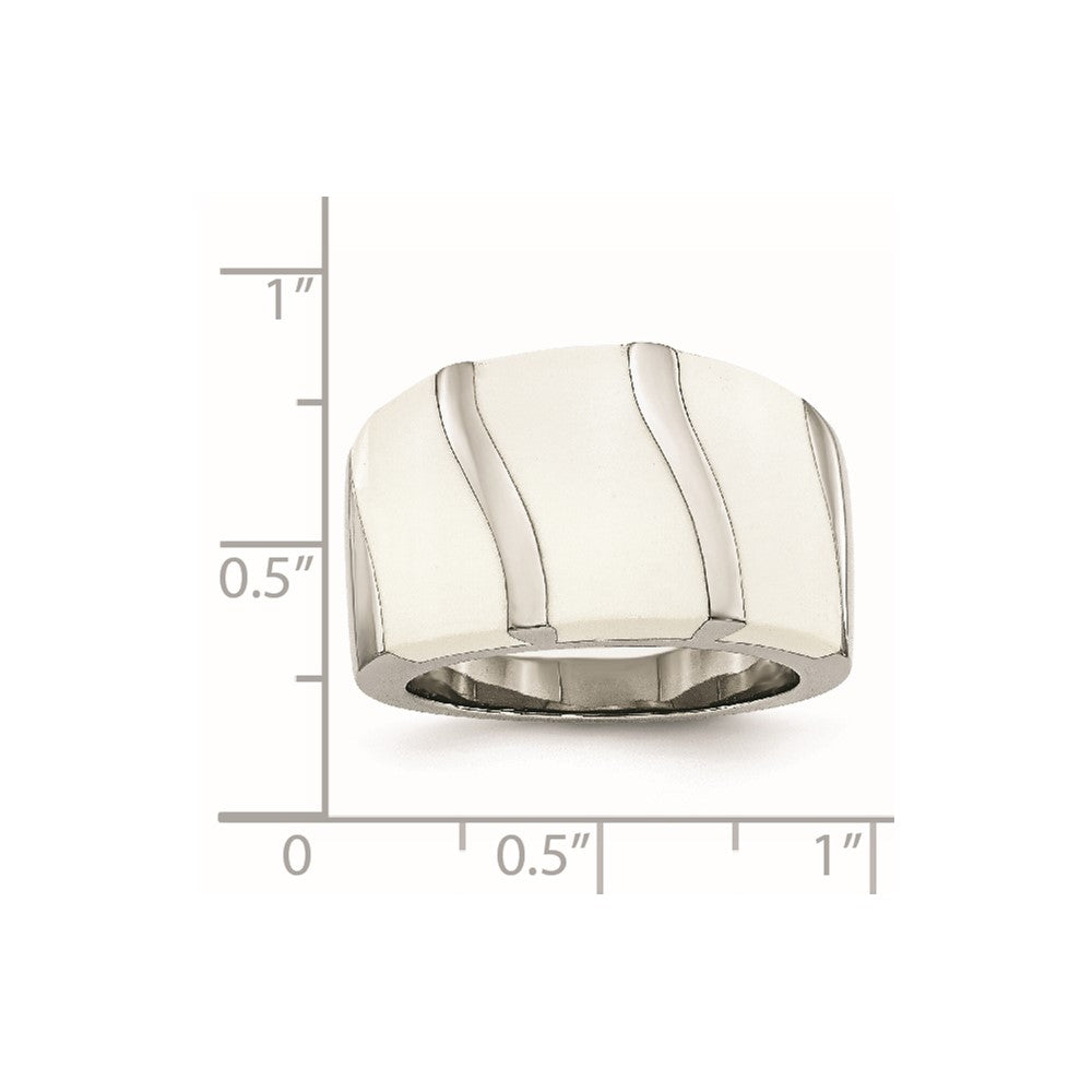 Stainless Steel White Enamel Ring