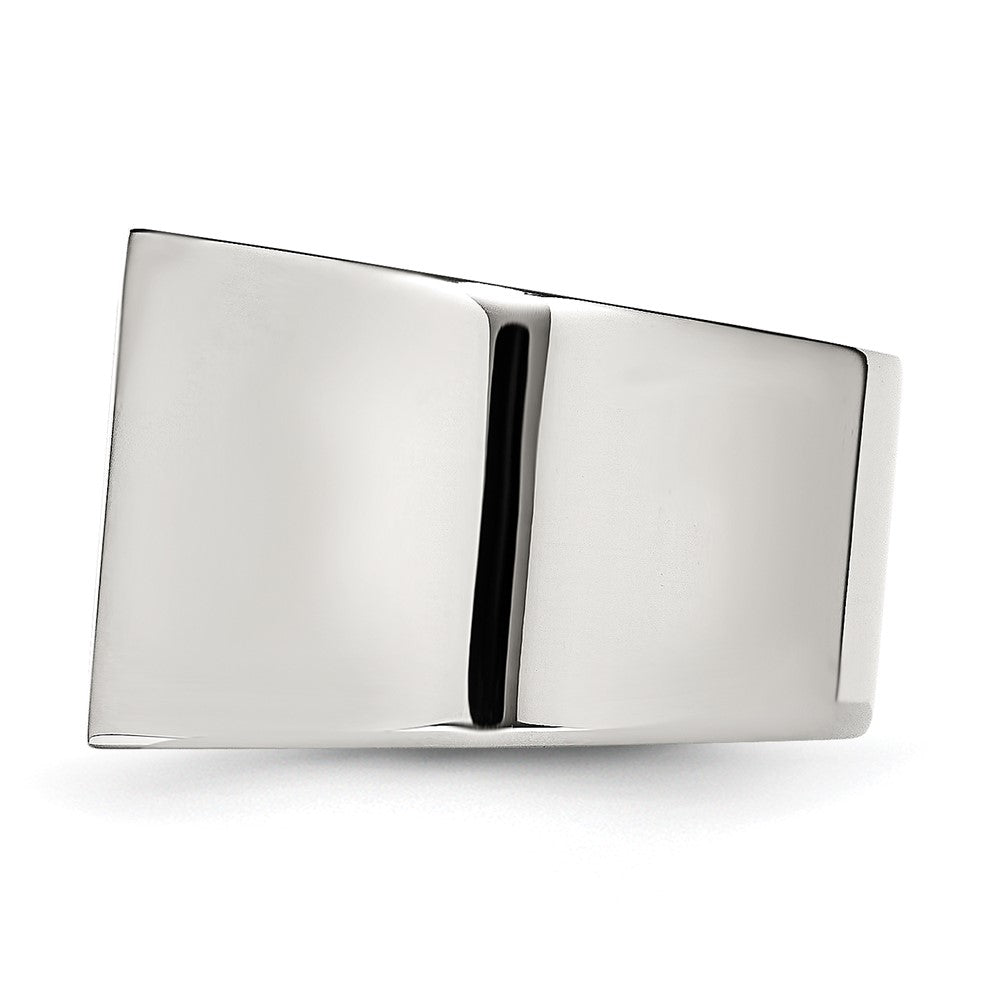 Chisel Stainless Steel Polished 1/4 Carat Black and White Diamond Ring