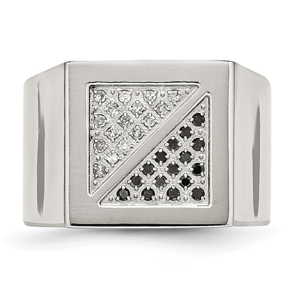 Chisel Stainless Steel Polished 1/4 Carat Black and White Diamond Ring