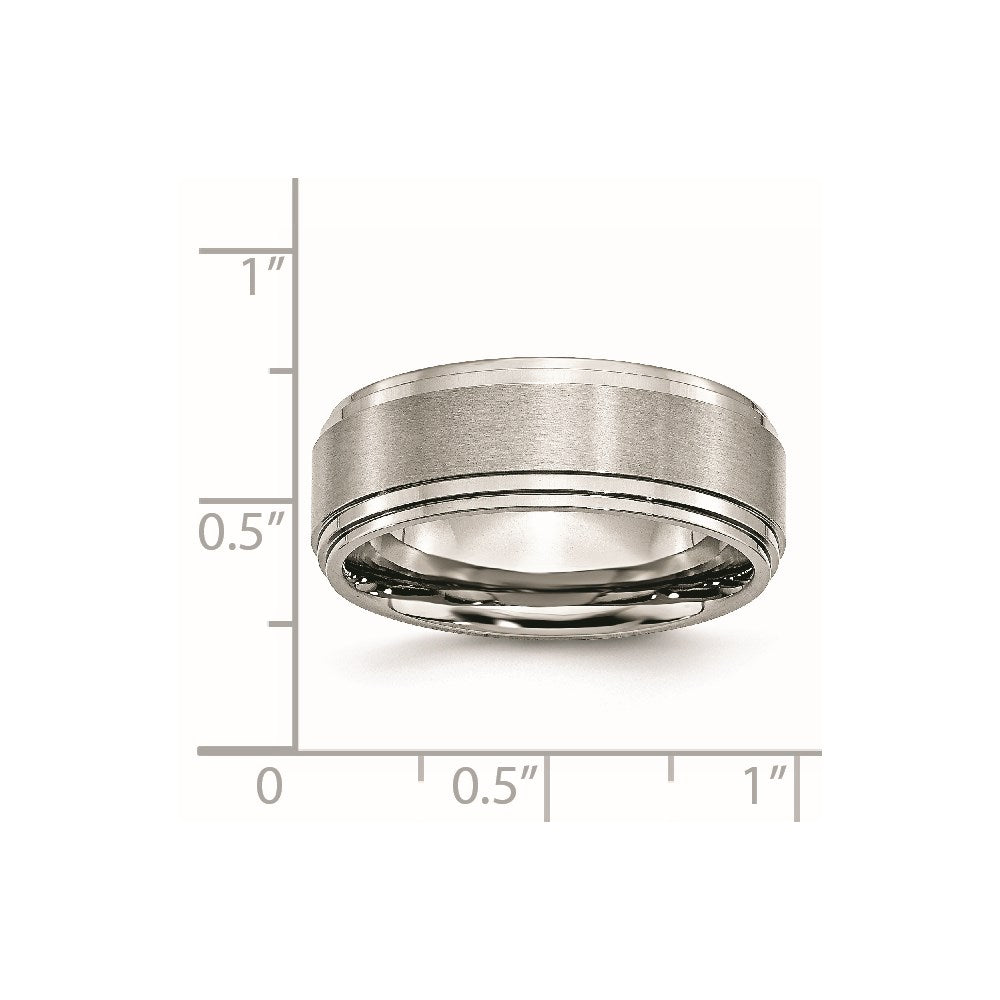 Chisel Stainless Steel Polished with Brushed Center 8mm Ridged Edge Band