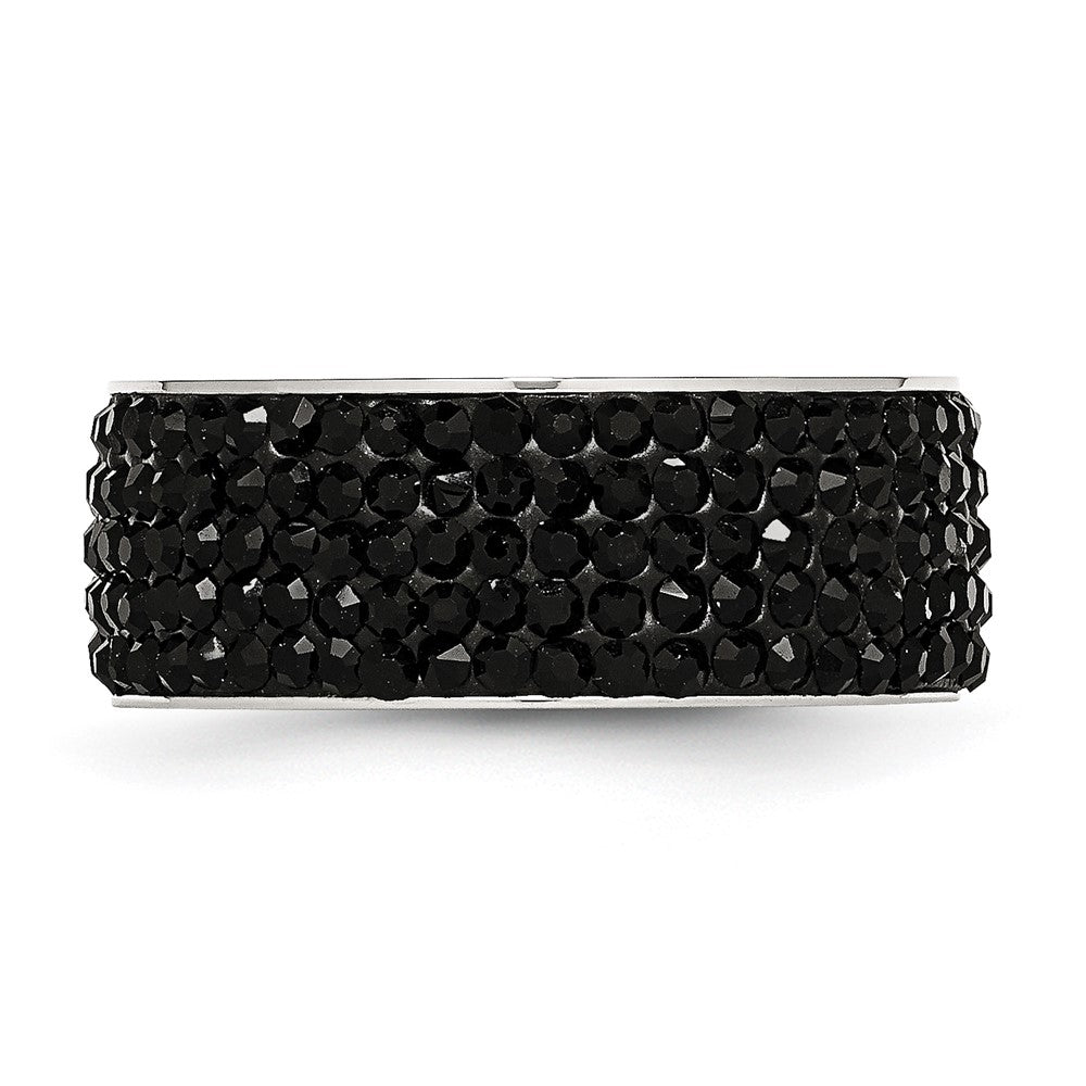 Chisel Stainless Steel Polished with Black Crystal 9mm Band