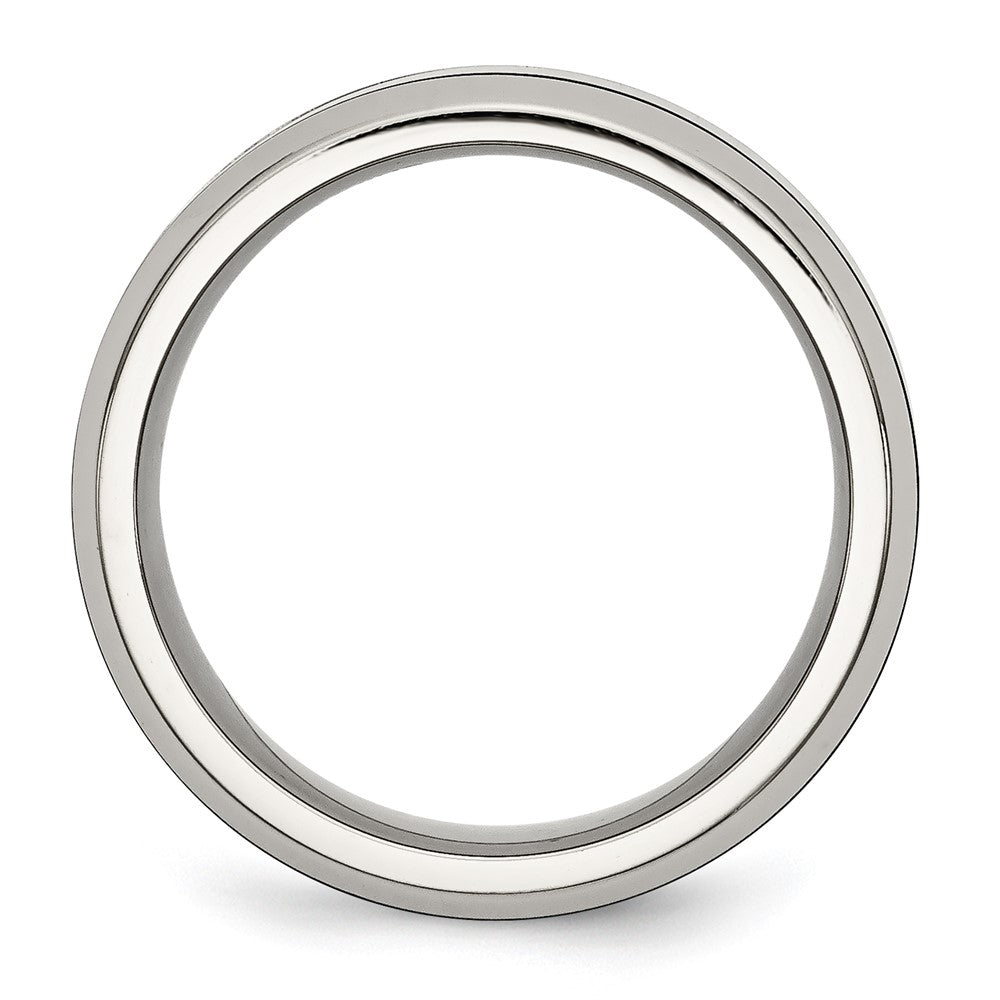 Chisel Stainless Steel Base with Polished Black Ceramic Center Beveled Band