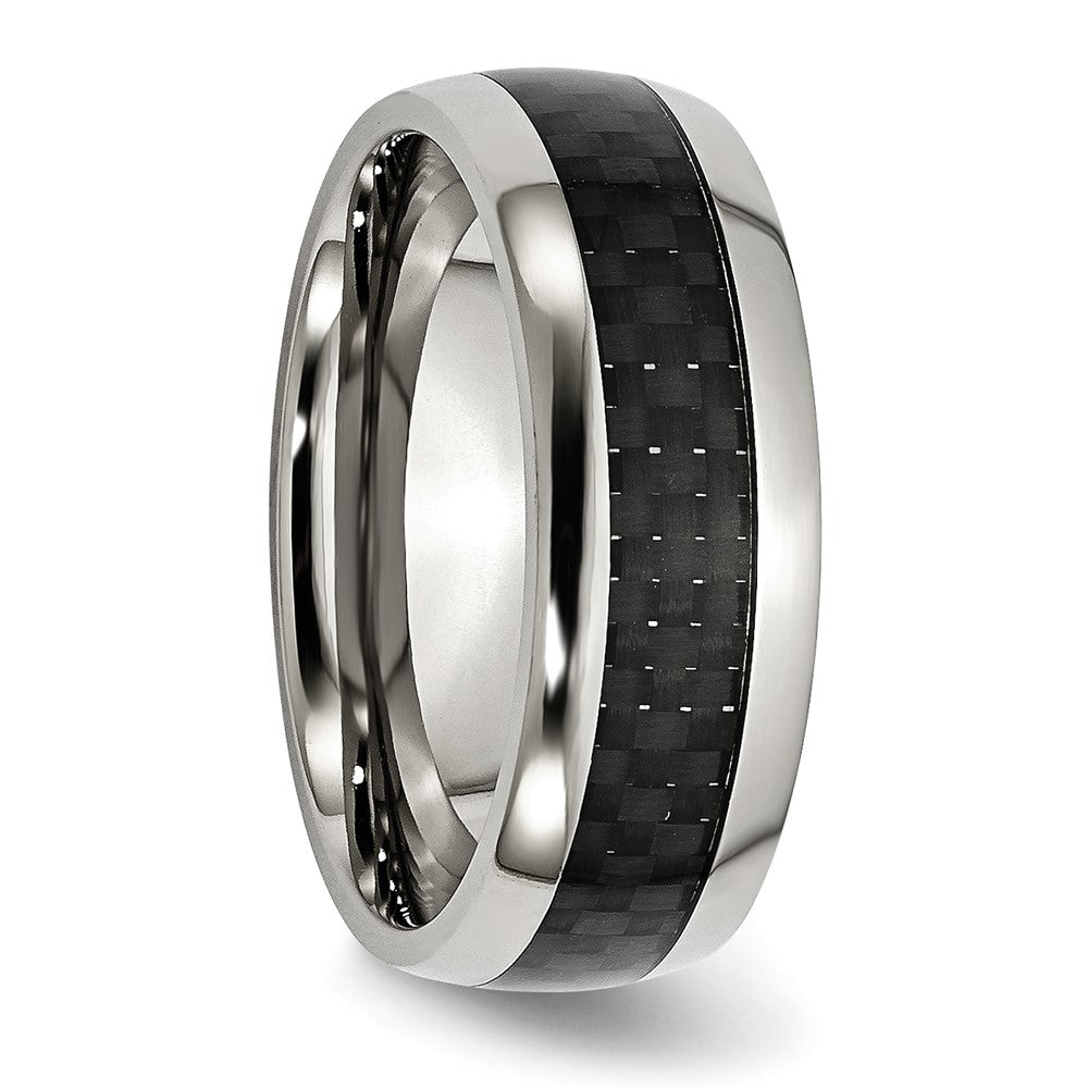 Chisel Stainless Steel Polished with Black Carbon Fiber Inlay 8mm Band