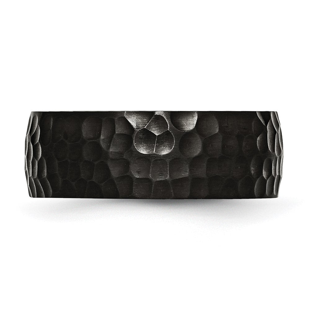 Stainless Steel Black IP-plated Hammered 8mm Band