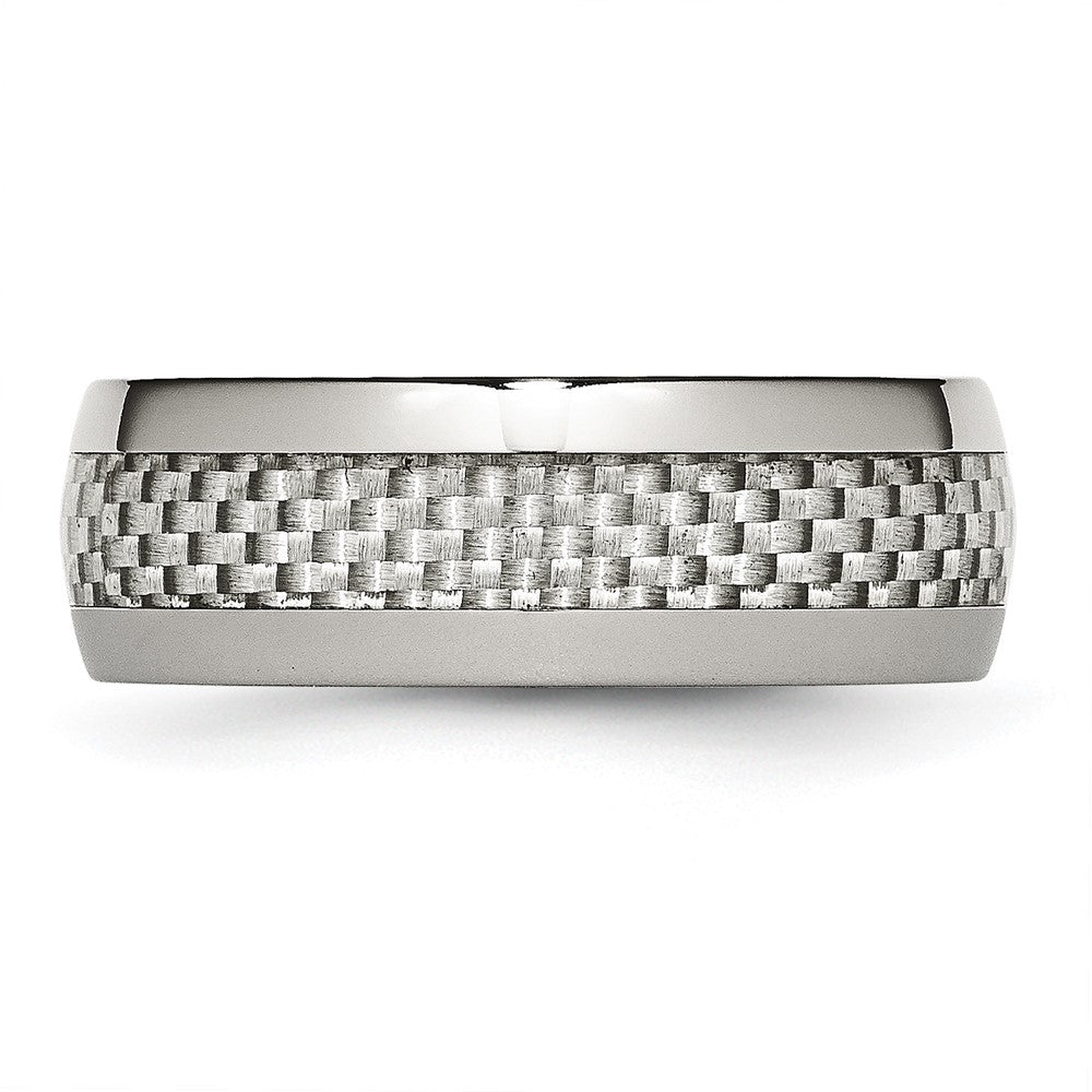 Chisel Stainless Steel Polished with Grey Carbon Fiber Inlay 8mm Band