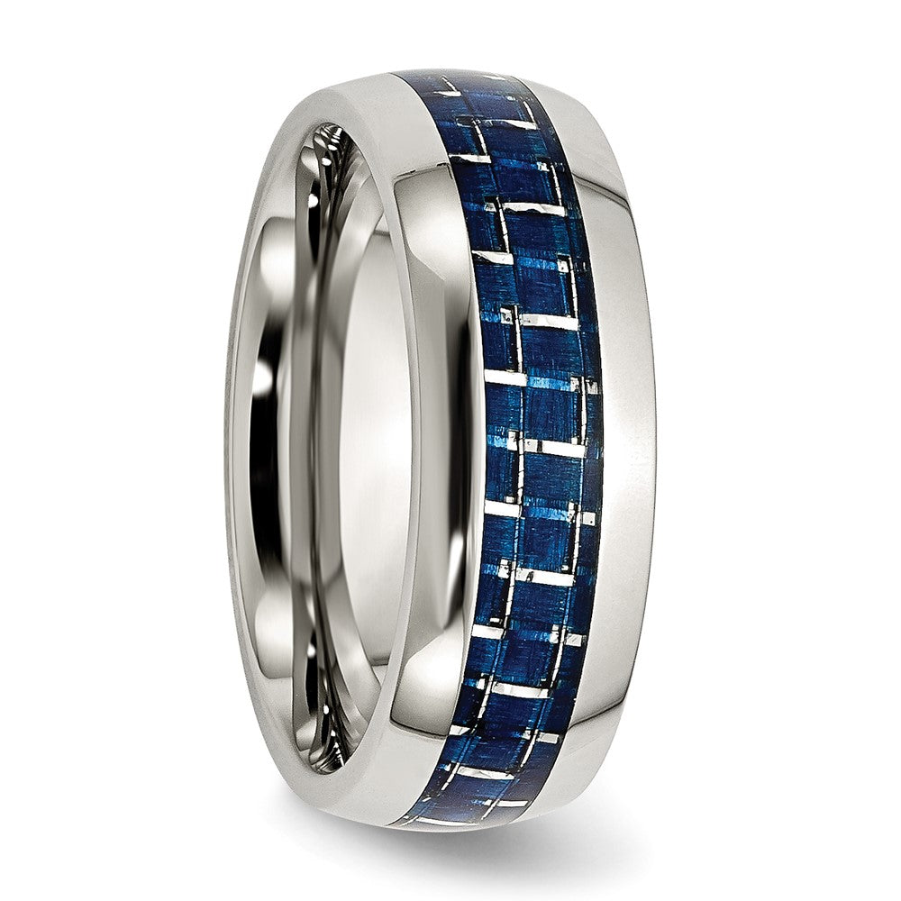 Chisel Stainless Steel Polished with Blue Carbon Fiber Inlay 8mm Band