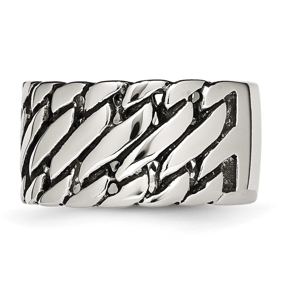Stainless Steel Polished Tread Design Ring