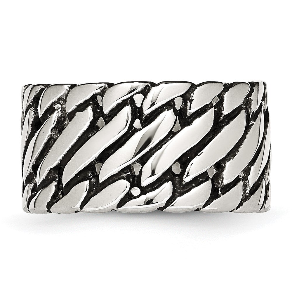 Stainless Steel Polished Tread Design Ring