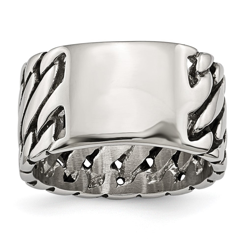 Stainless Steel Polished Tread Design Ring