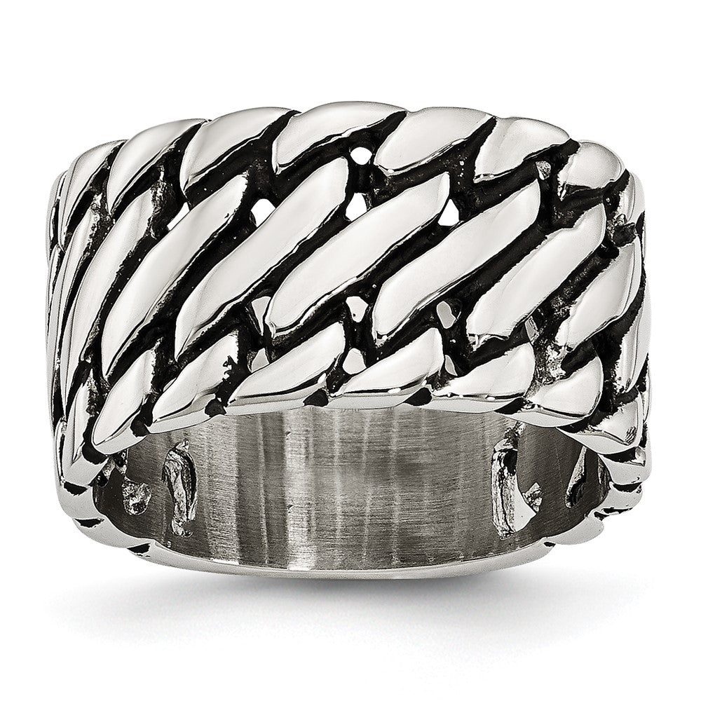 Stainless Steel Polished Tread Design Ring