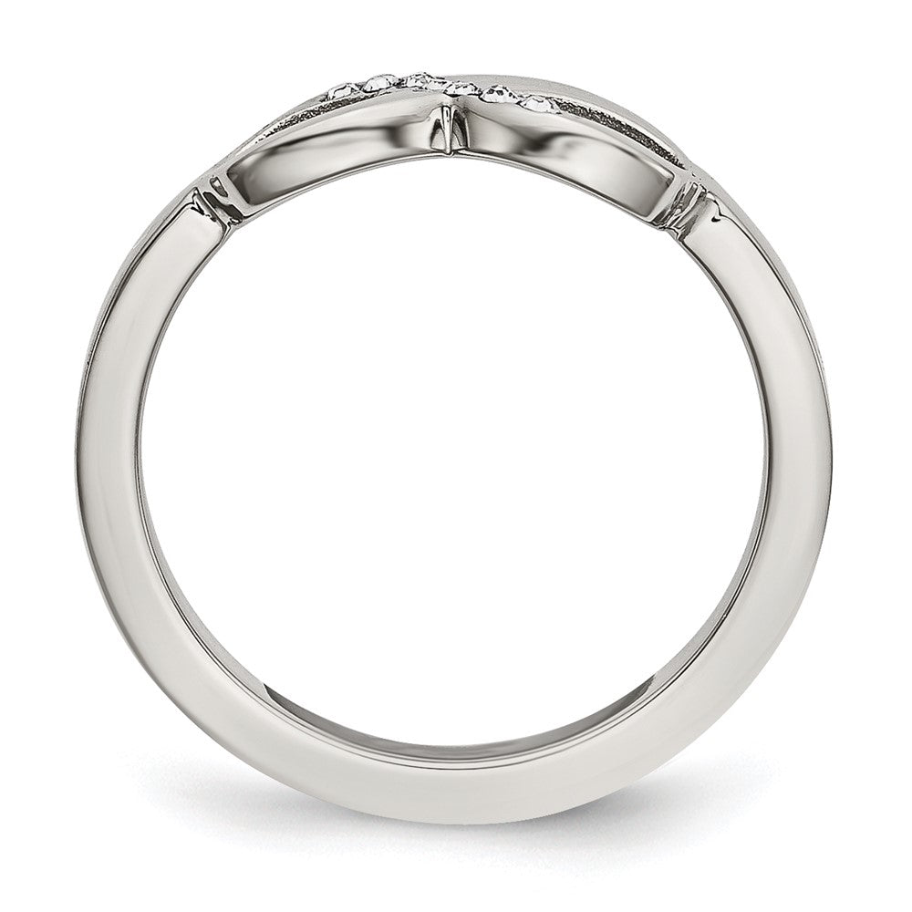 Chisel Stainless Steel Polished Infinity Symbol with CZ Ring