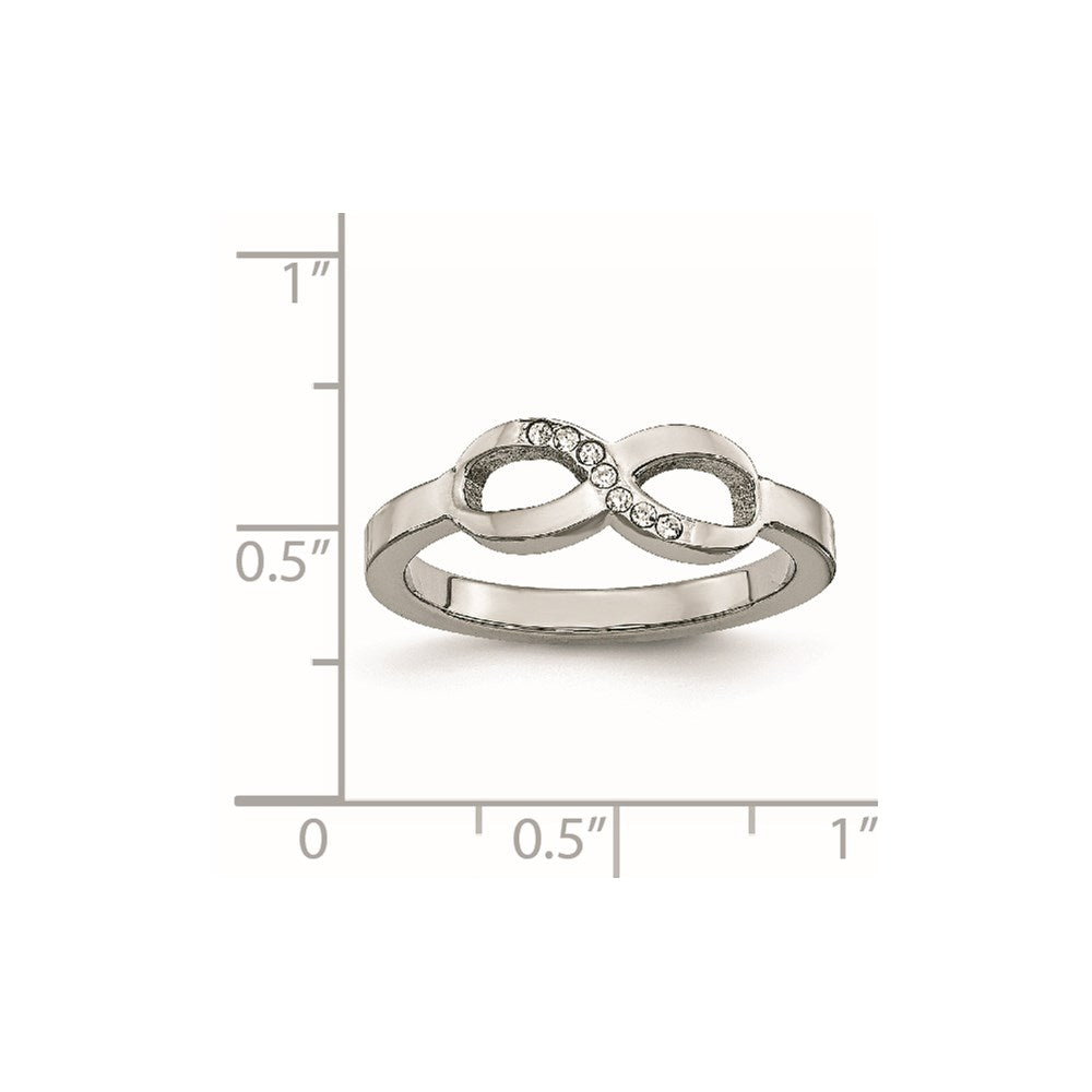Chisel Stainless Steel Polished Infinity Symbol with CZ Ring