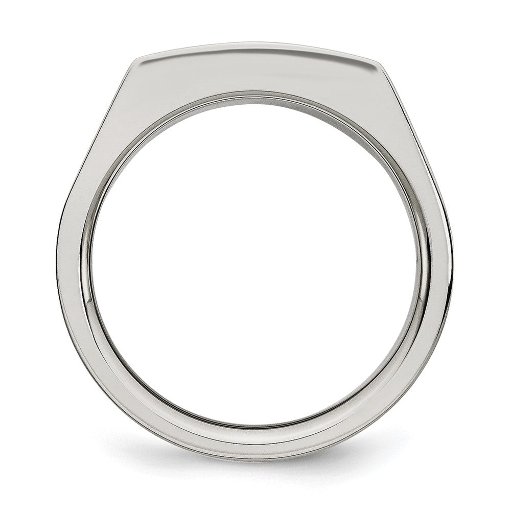 Chisel Stainless Steel Brushed and Polished with Black CZ Ring