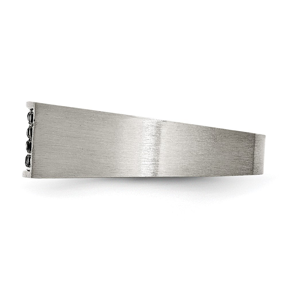 Chisel Stainless Steel Brushed and Polished with Black CZ Ring