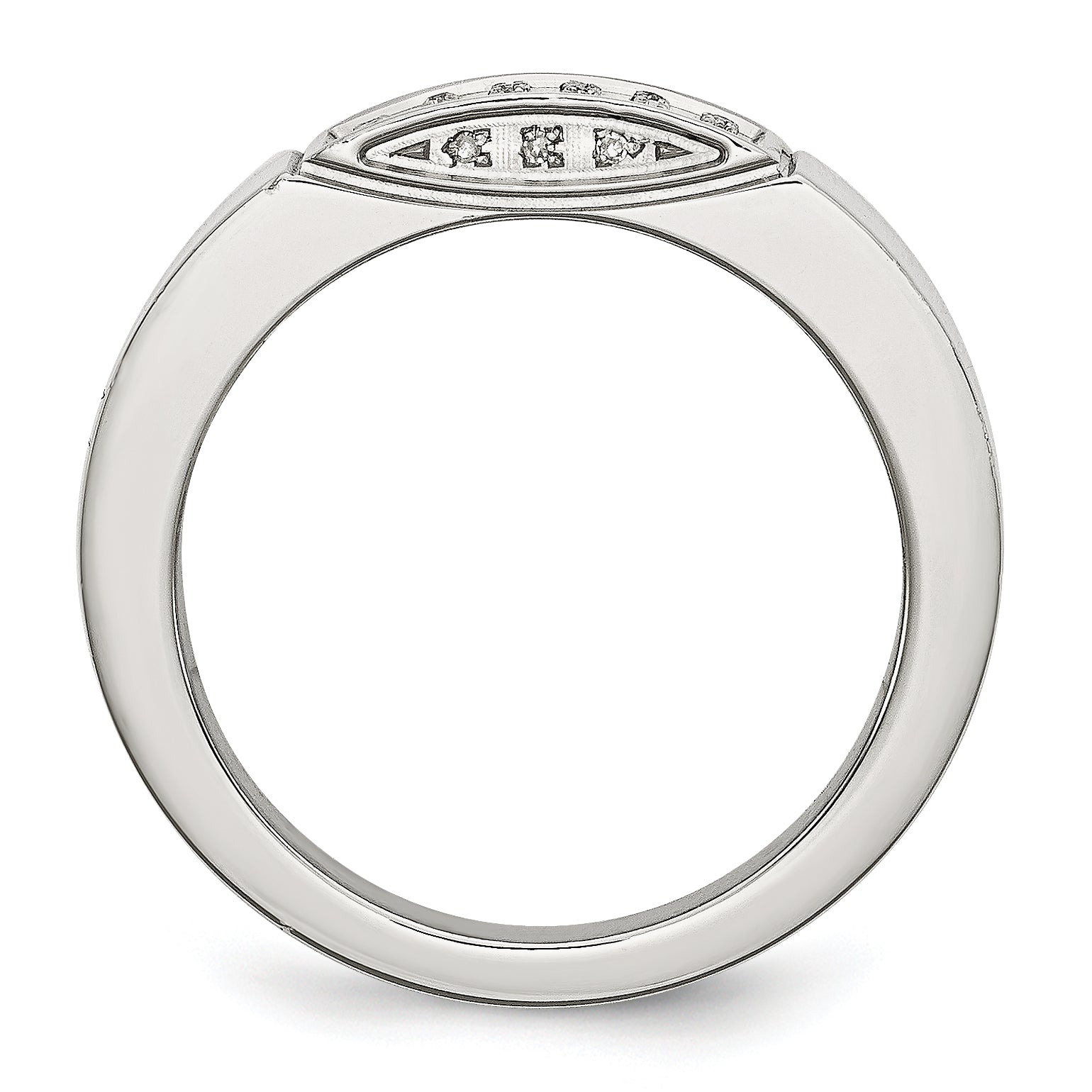 Chisel Stainless Steel Polished 1/10 Carat Diamond 9.5mm Band