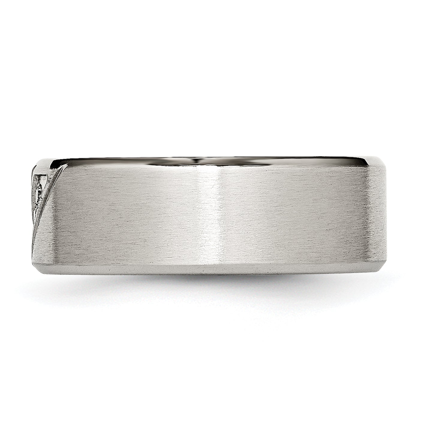Chisel Stainless Steel Brushed and Polished with CZ 8mm Beveled Edge Band