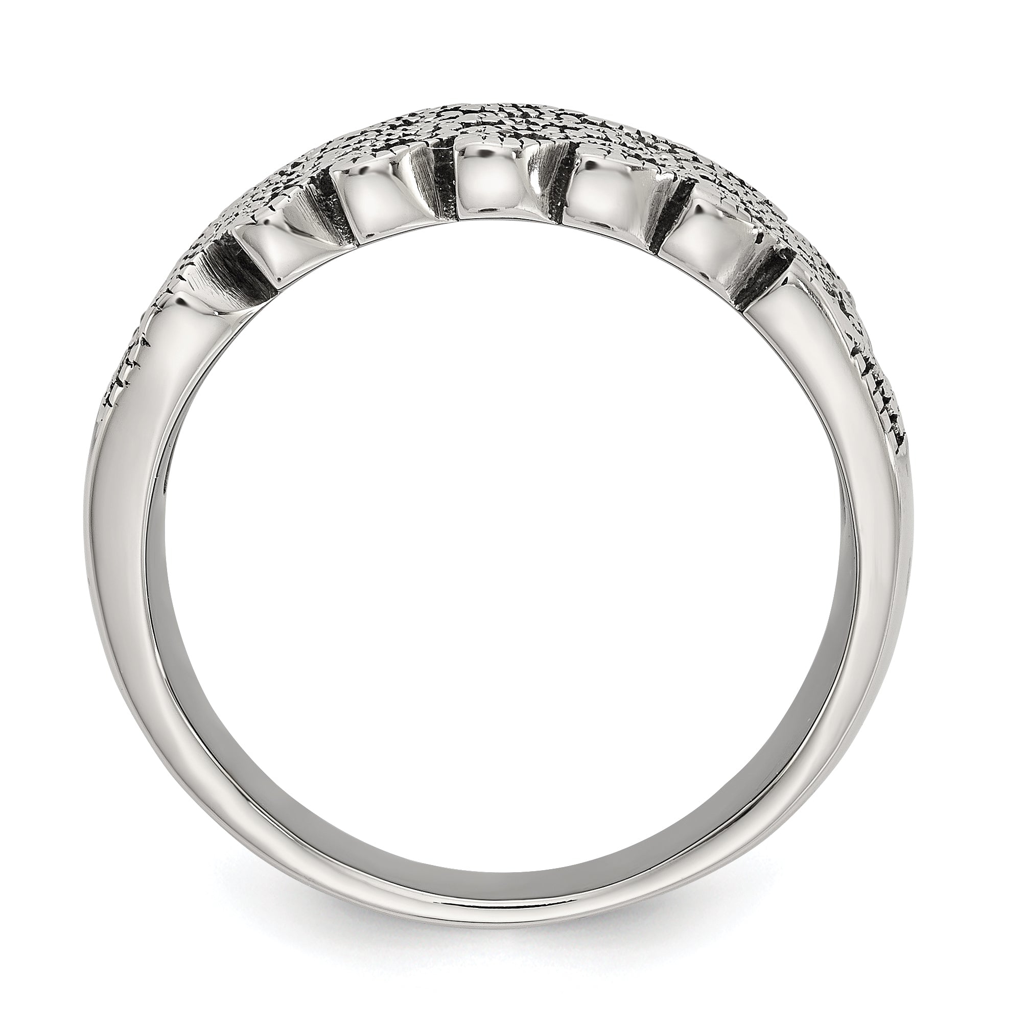 Chisel Stainless Steel Antiqued and Polished Marcasite Ring