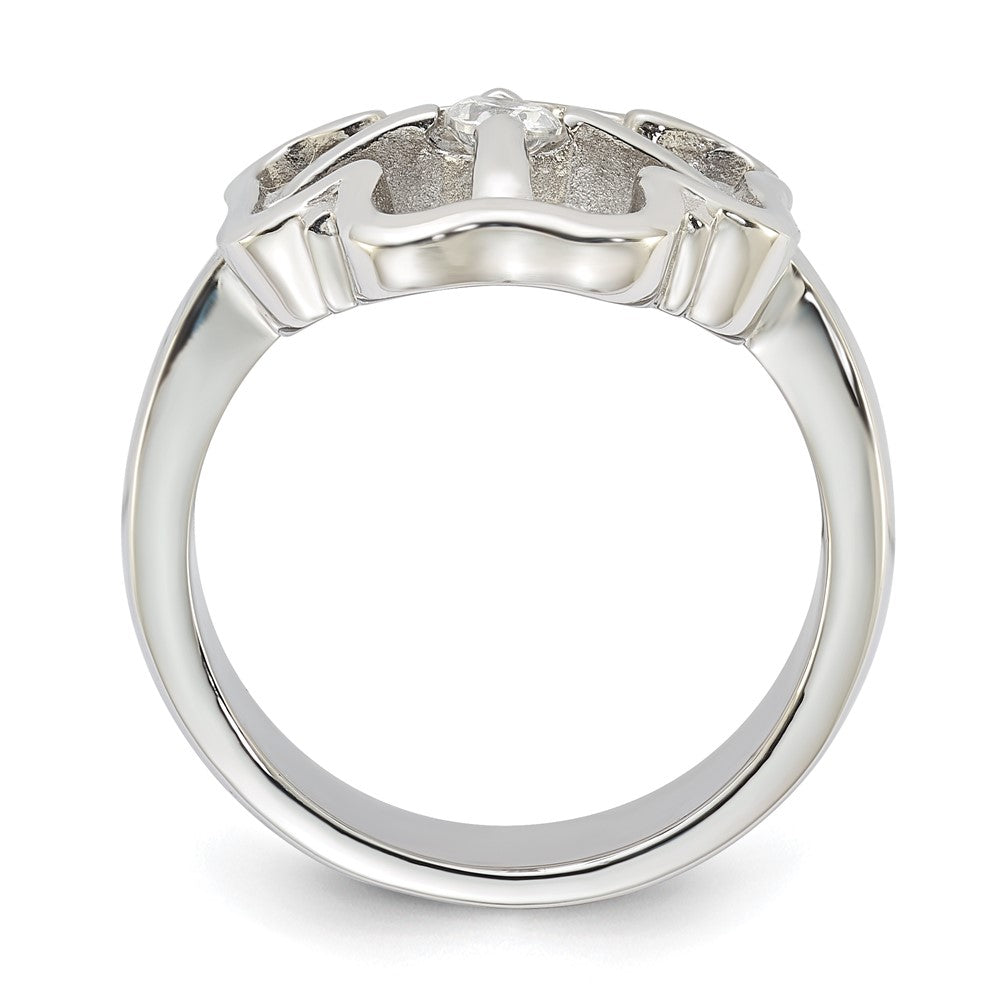 Stainless Steel CZ Clover Ring