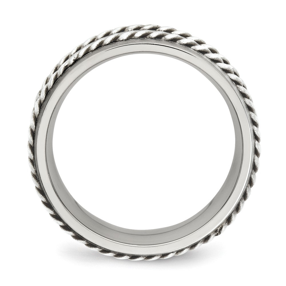 Stainless Steel w/Sterling Silver Double Twisted Brushed 8mm Band
