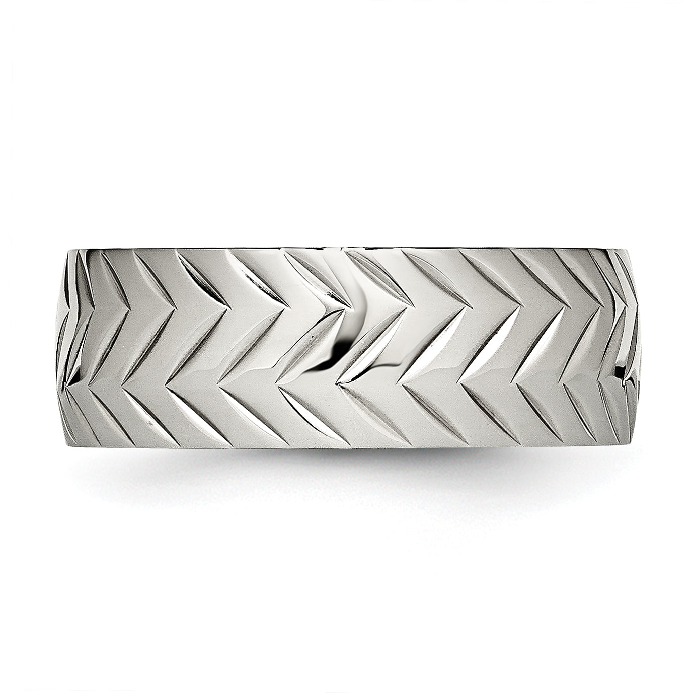 Stainless Steel Polished Diamond Cut 8mm Band