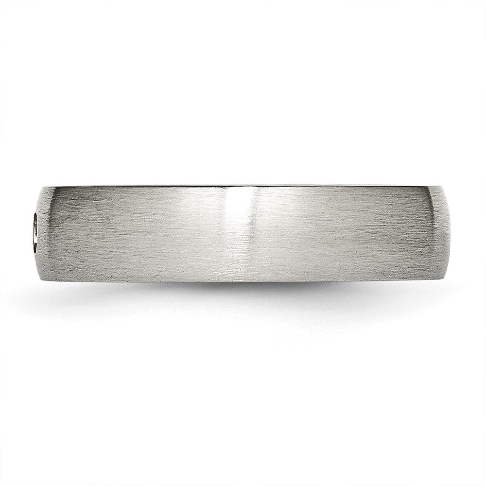 Chisel Stainless Steel Brushed with CZ Half Round 5.5mm Band