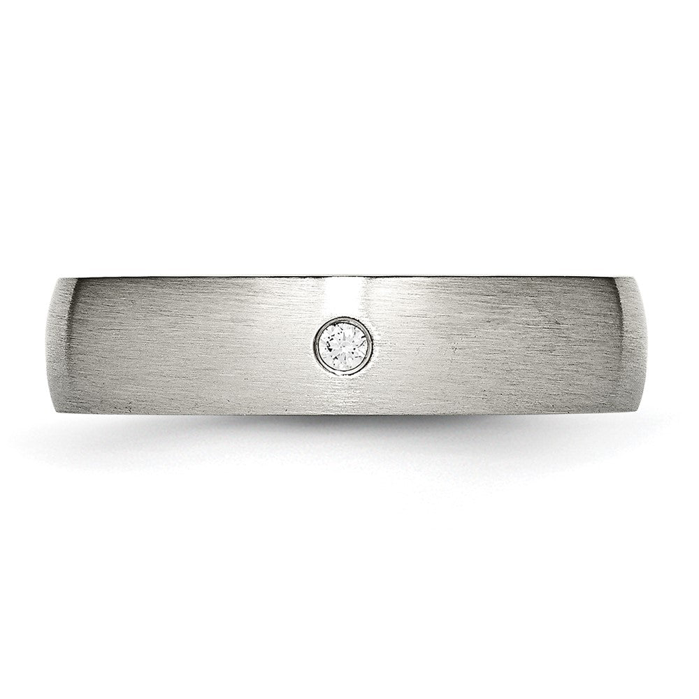 Chisel Stainless Steel Brushed with CZ Half Round 5.5mm Band