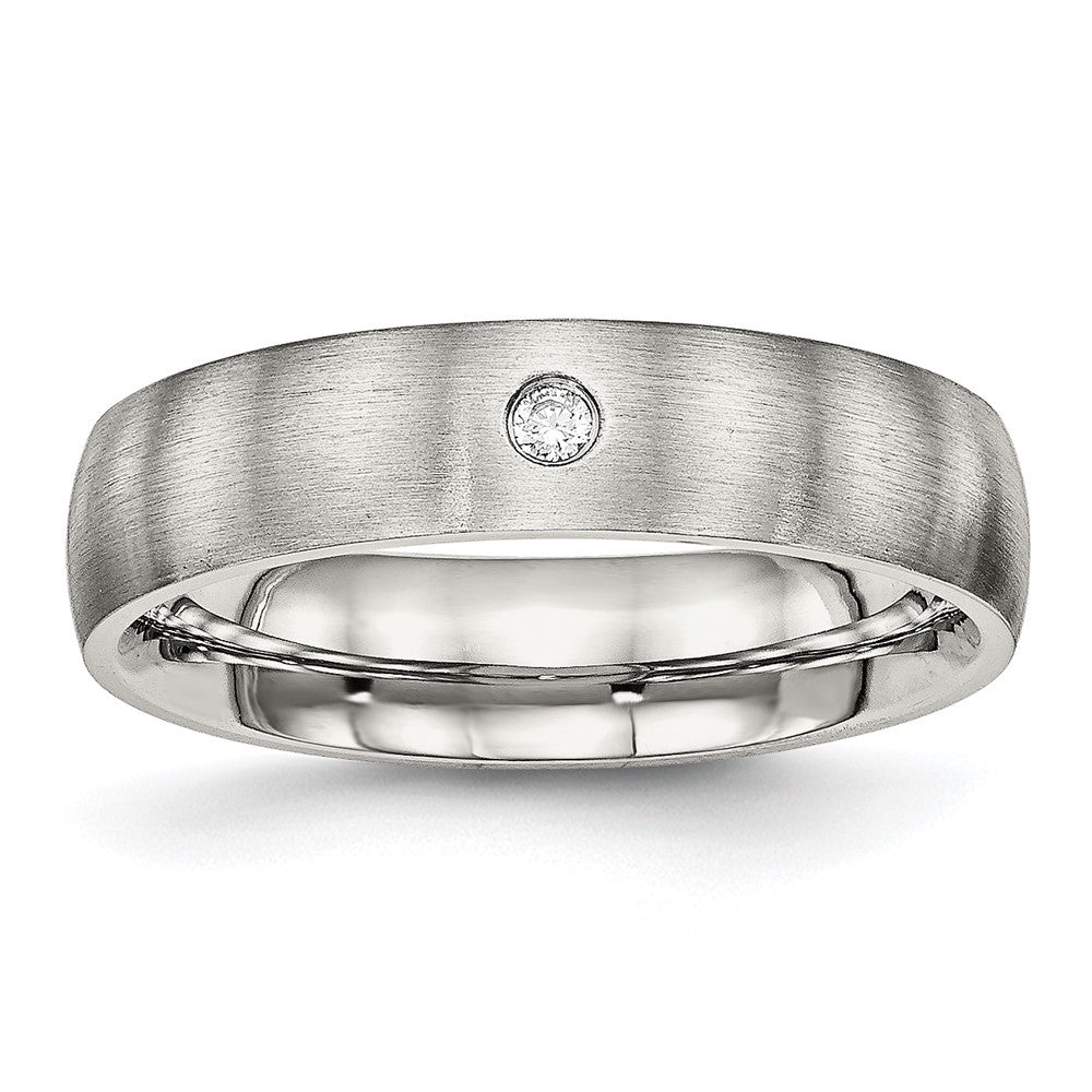 Chisel Stainless Steel Brushed with CZ Half Round 5.5mm Band