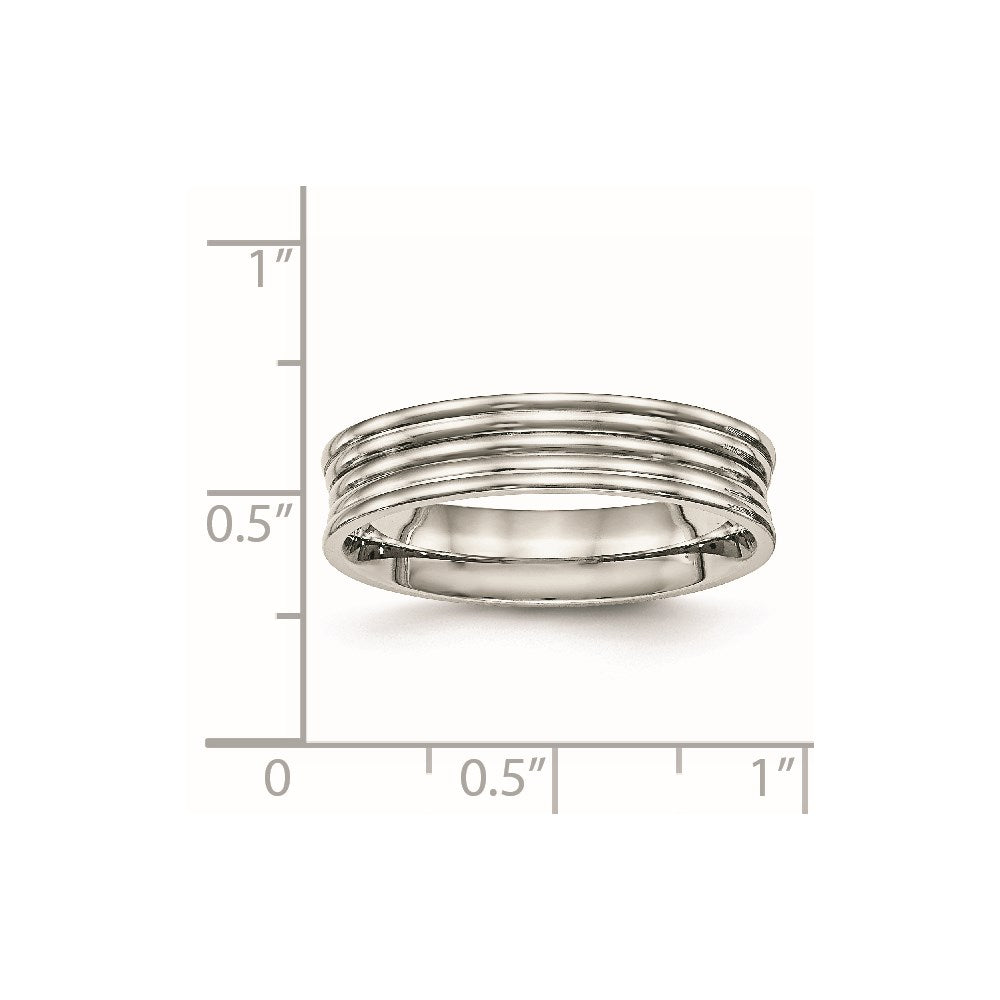 Stainless Steel Polished Ridged 5mm Band