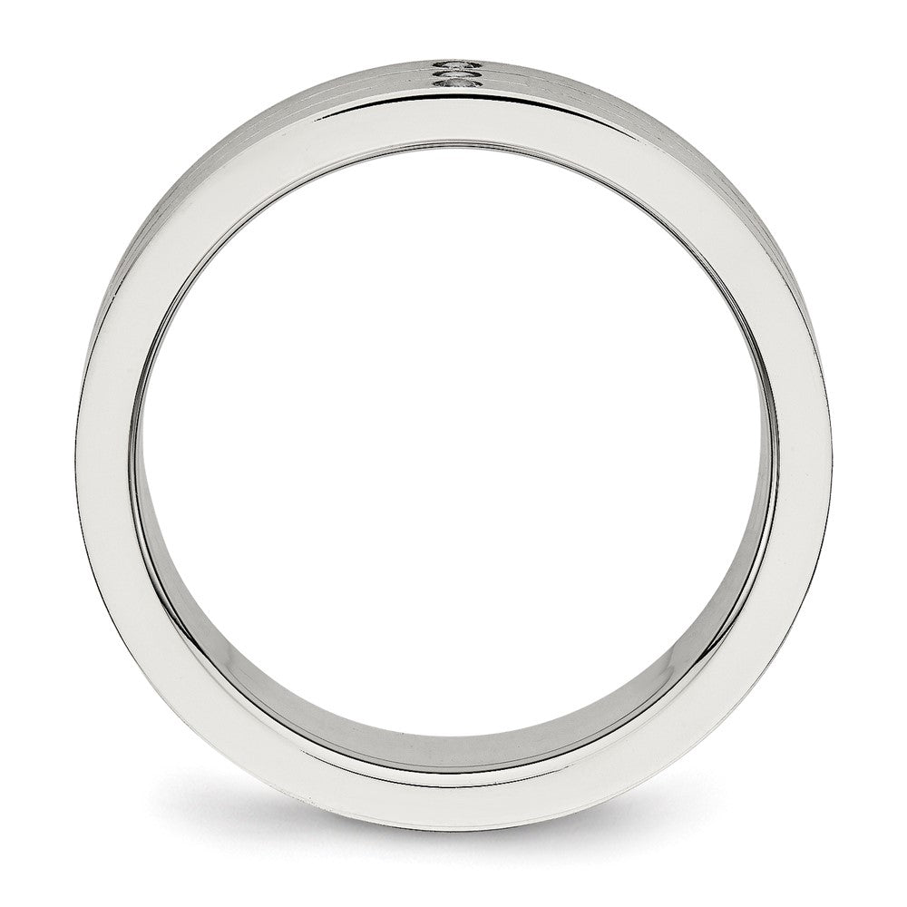 Stainless Steel Brushed w/CZ 6mm Grooved Band