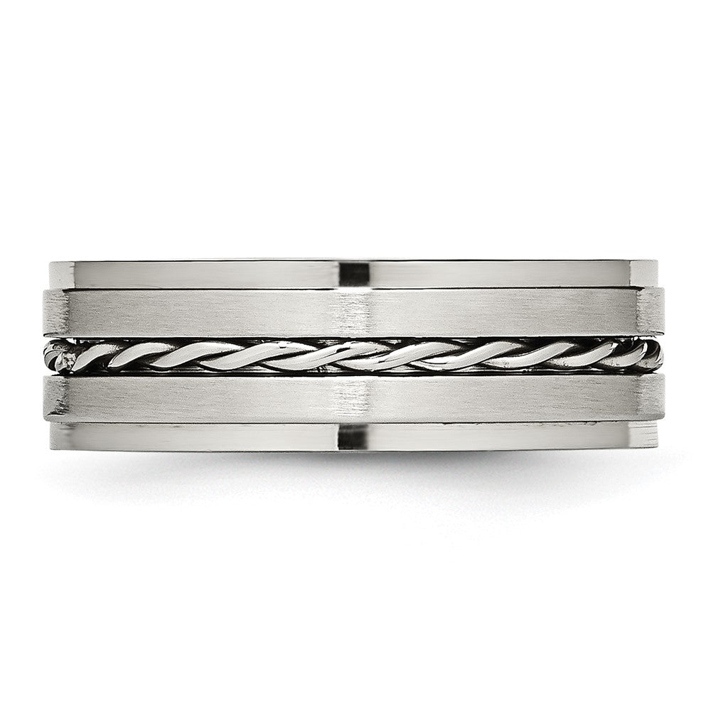 Chisel Stainless Steel Brushed and Polished Twisted 7mm Band