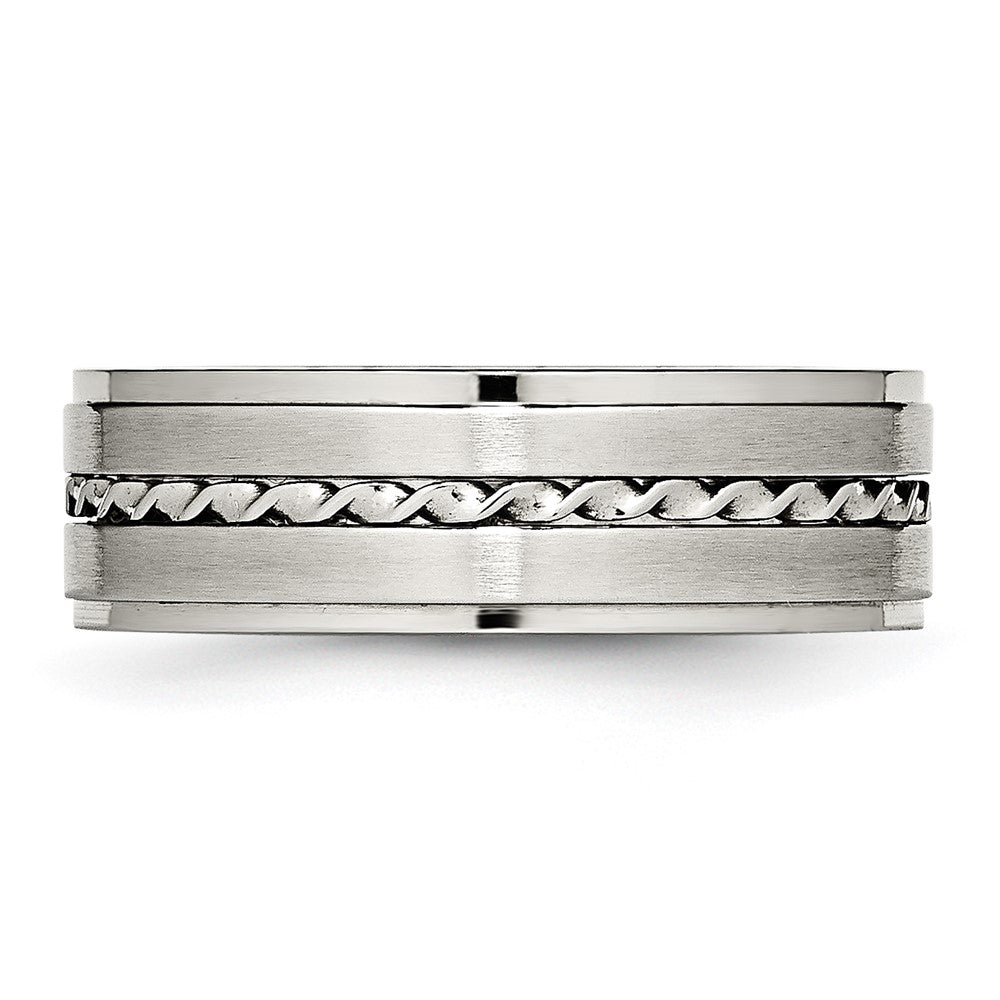 Stainless Steel Brushed and Polished Twisted 7mm Band
